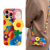 Capa de iPhone Flores de Verão + Cordão Personalizado